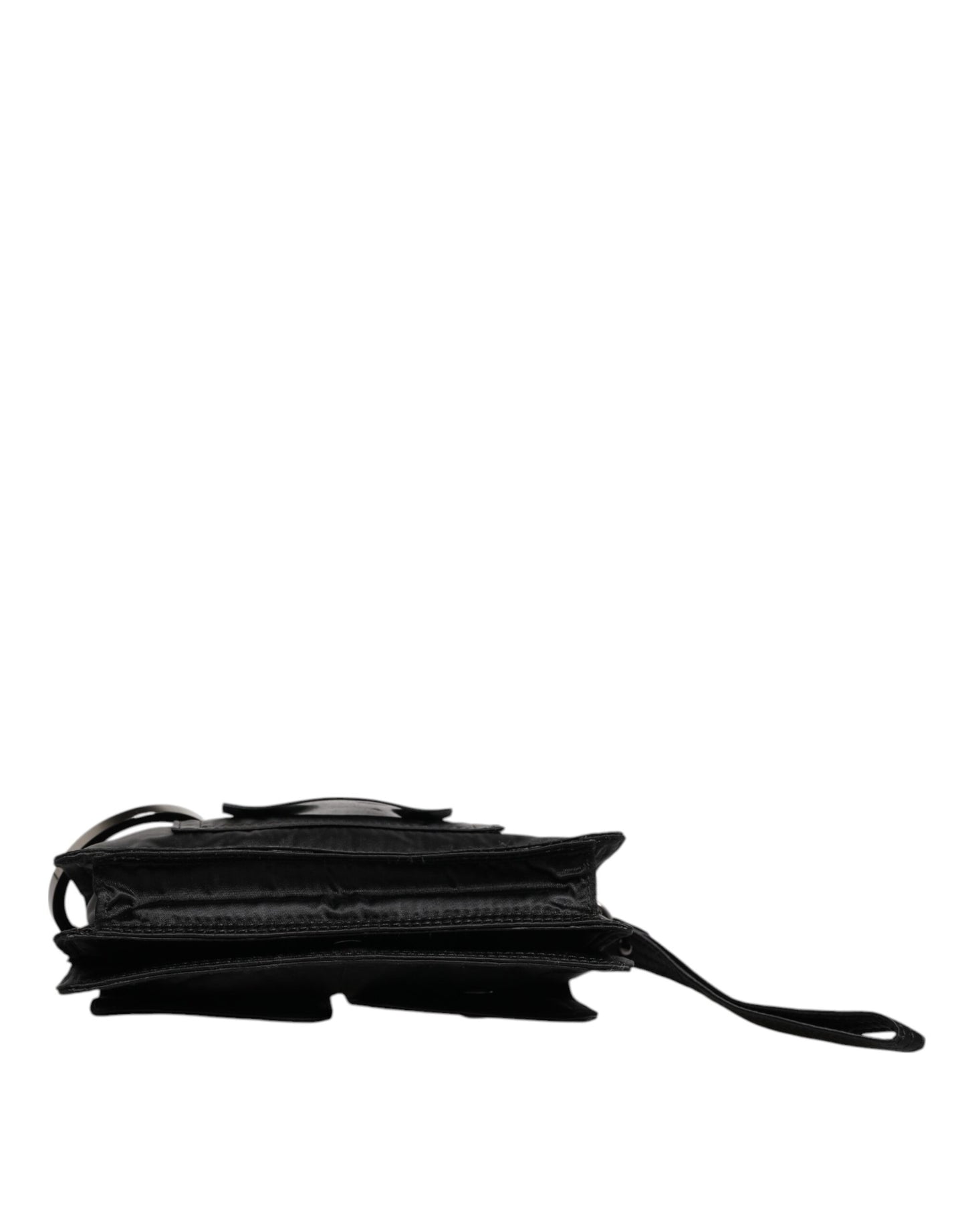 Black Fabric Logo Two Way Clutch Crossbody Bag