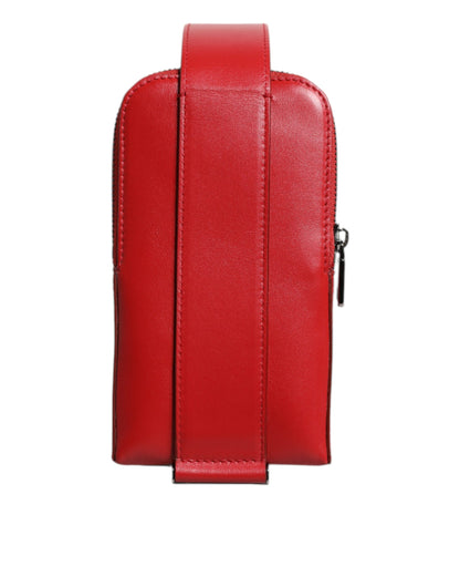 Red Leather Logo Zip Around Card Holder Wide Strap Wallet (Copy)