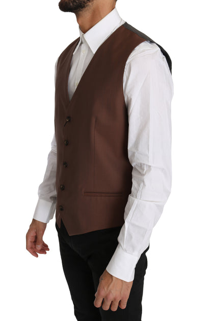 Sleek Bronze & Gray Formal Vest Slim Fit