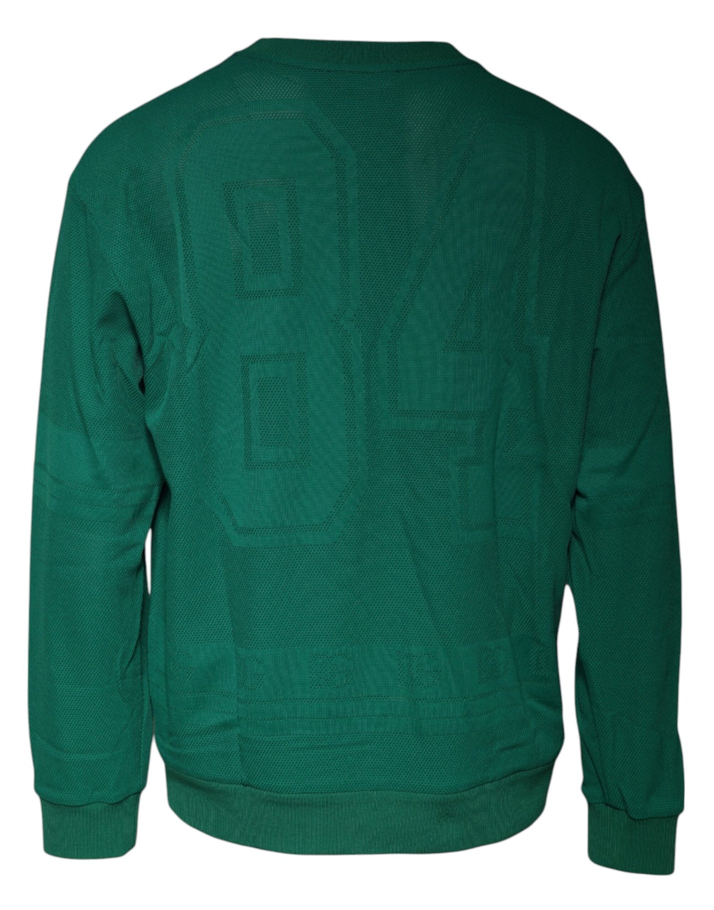 Green Logo Nylon Crew Neck Pullover Sweater