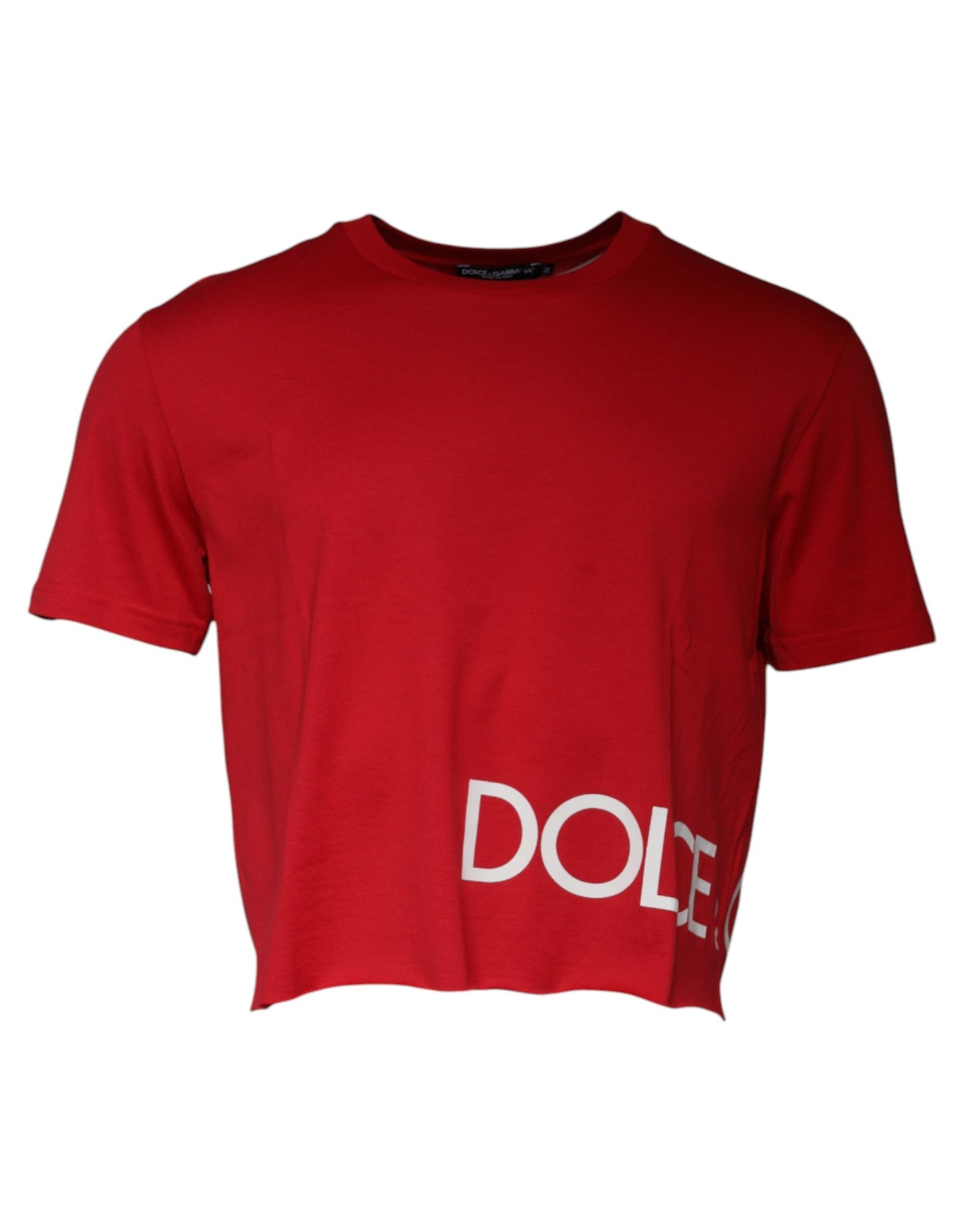 Red Logo Print Cropped Crew Neck T-shirt