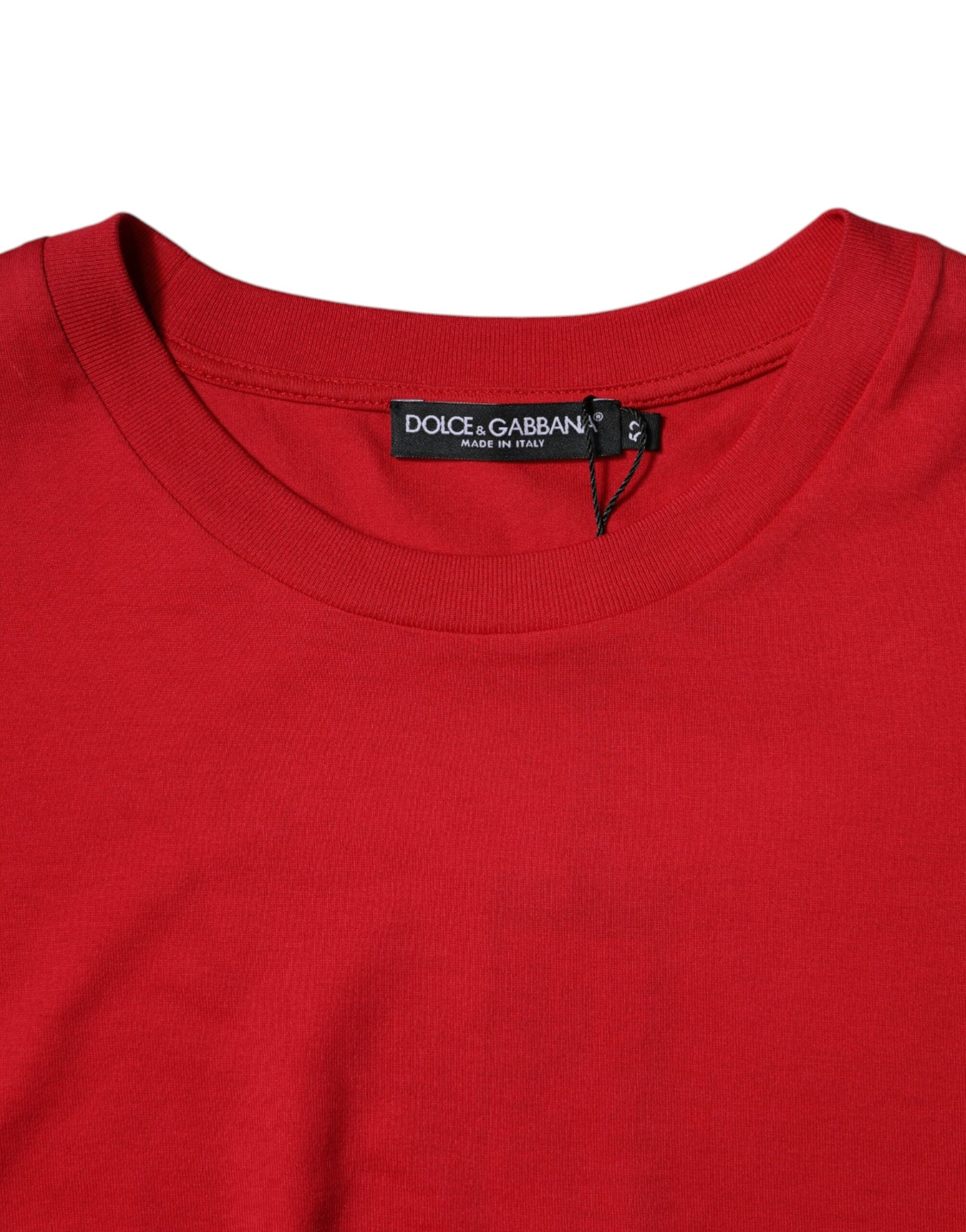 Red Logo Print Cropped Crew Neck T-shirt