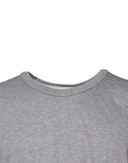 Gray Cotton Crew Neck Short Sleeves T-shirt