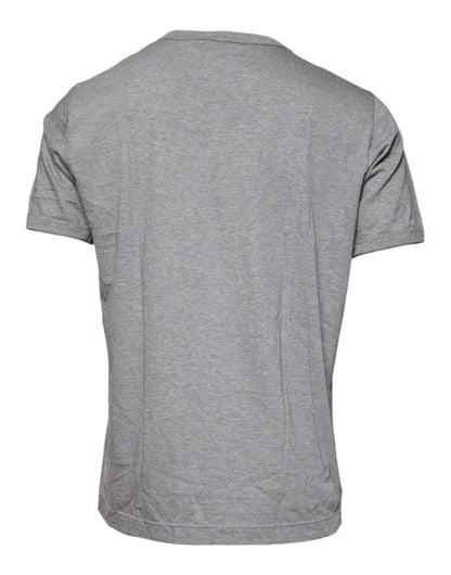 Gray Cotton Crew Neck Short Sleeves T-shirt