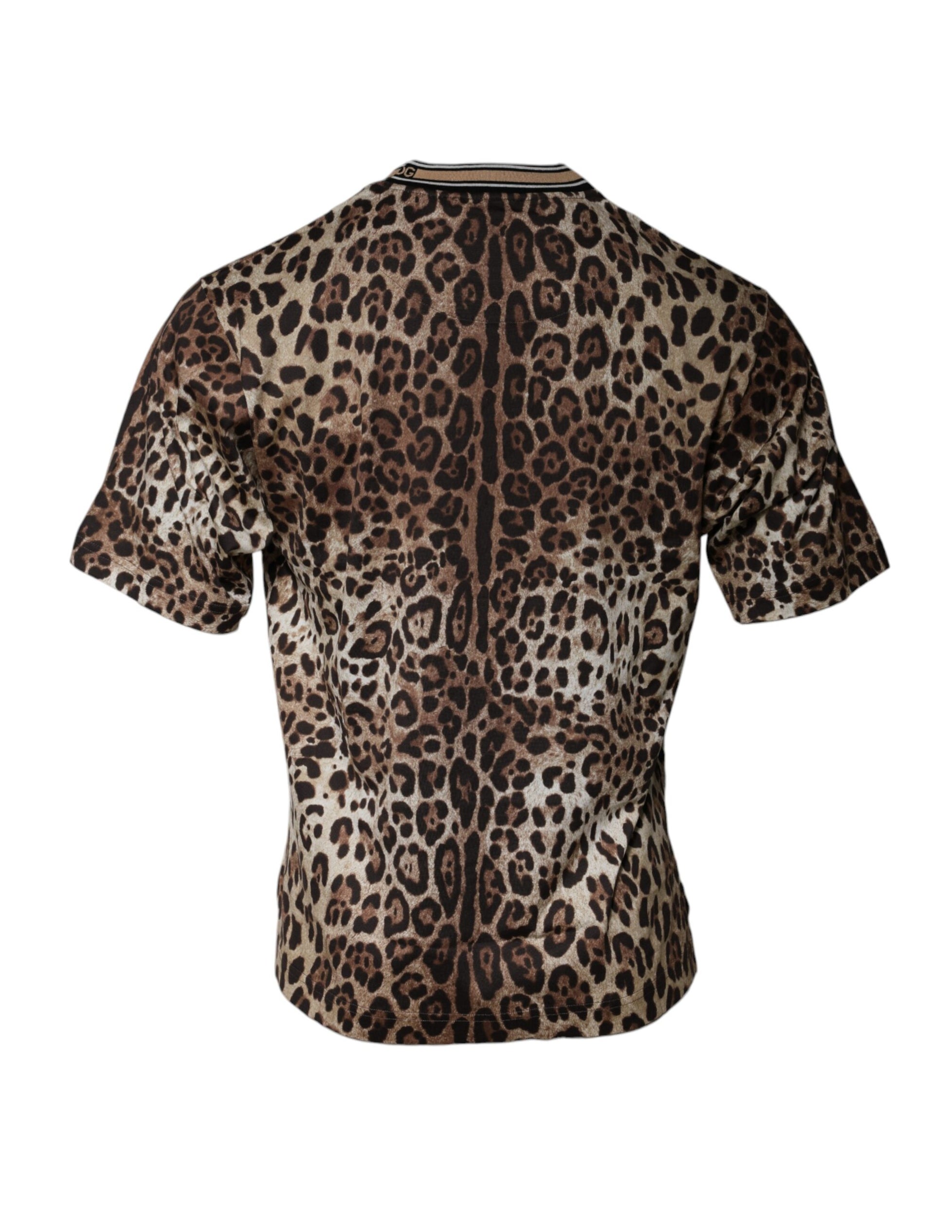 Brown Leopard Crew Neck Short Sleeve T-shirt