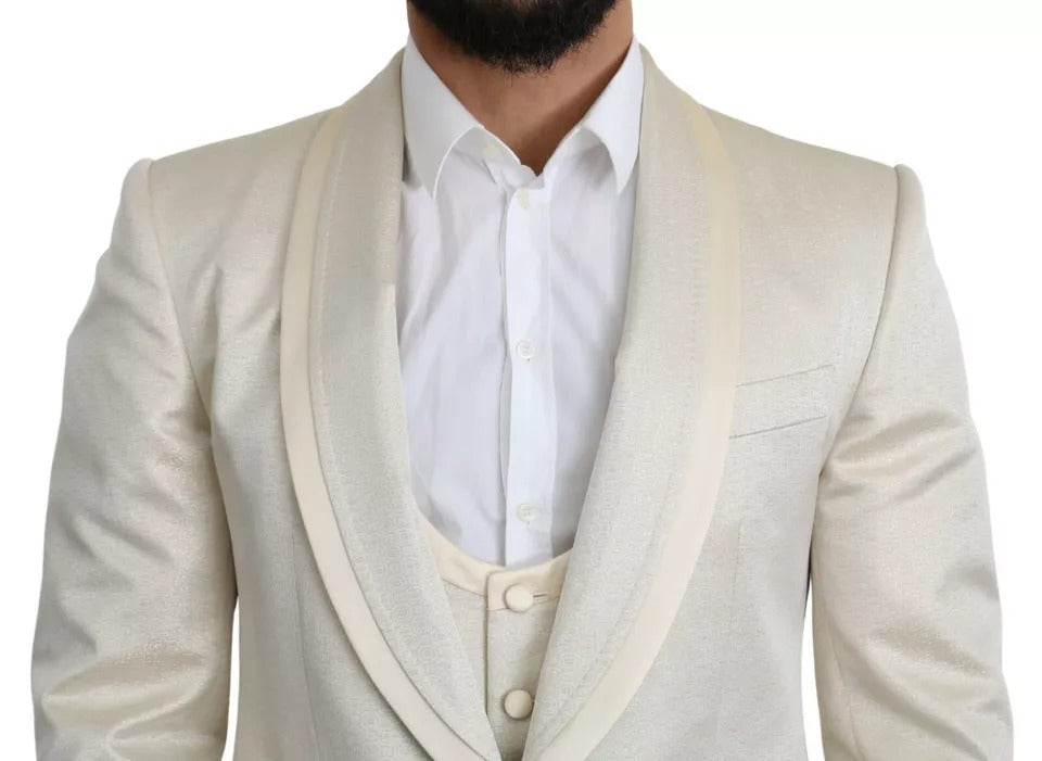 Beige Wool Crème 3 Piece SICILIA Shawl Suit