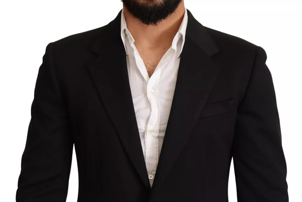 Black Cotton Slim Fit Coat Blazer Jacket