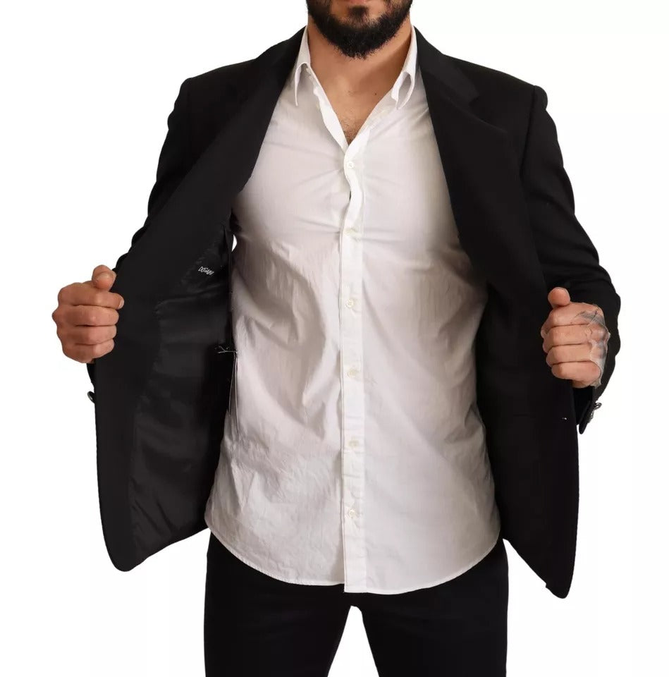 Black Cotton Slim Fit Coat Blazer Jacket