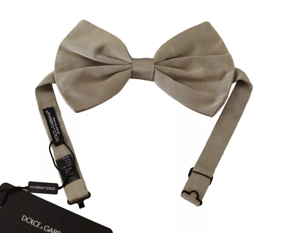 Silver Gray Silk Adjustable Neck Bow Tie