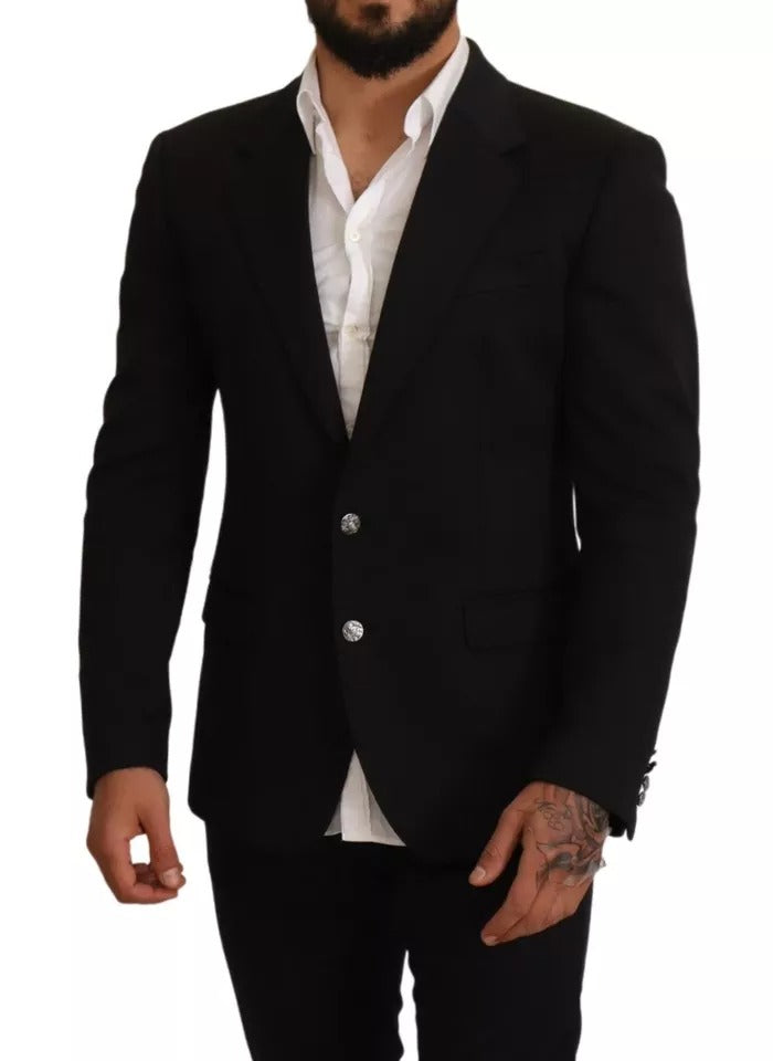 Black Cotton Slim Fit Coat Jacket Blazer