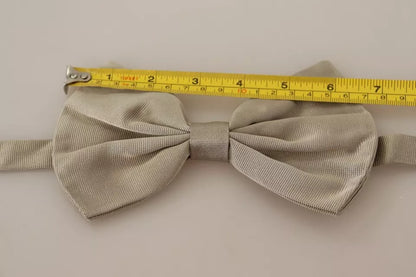 Silver Gray 100% Silk Adjustable Neck Bow Tie