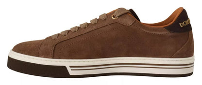 Brown Suede Logo Low Top Sneakers Men Shoes