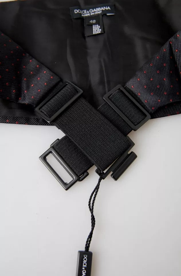 Black Silk Dotted Waist Tuxedo Belt Cummerbund