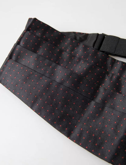 Black Silk Dotted Waist Tuxedo Belt Cummerbund