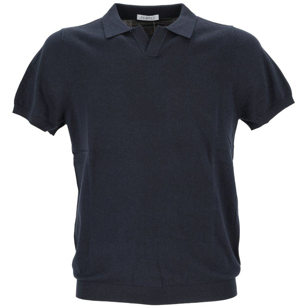 Blue Cotton Polo Shirt