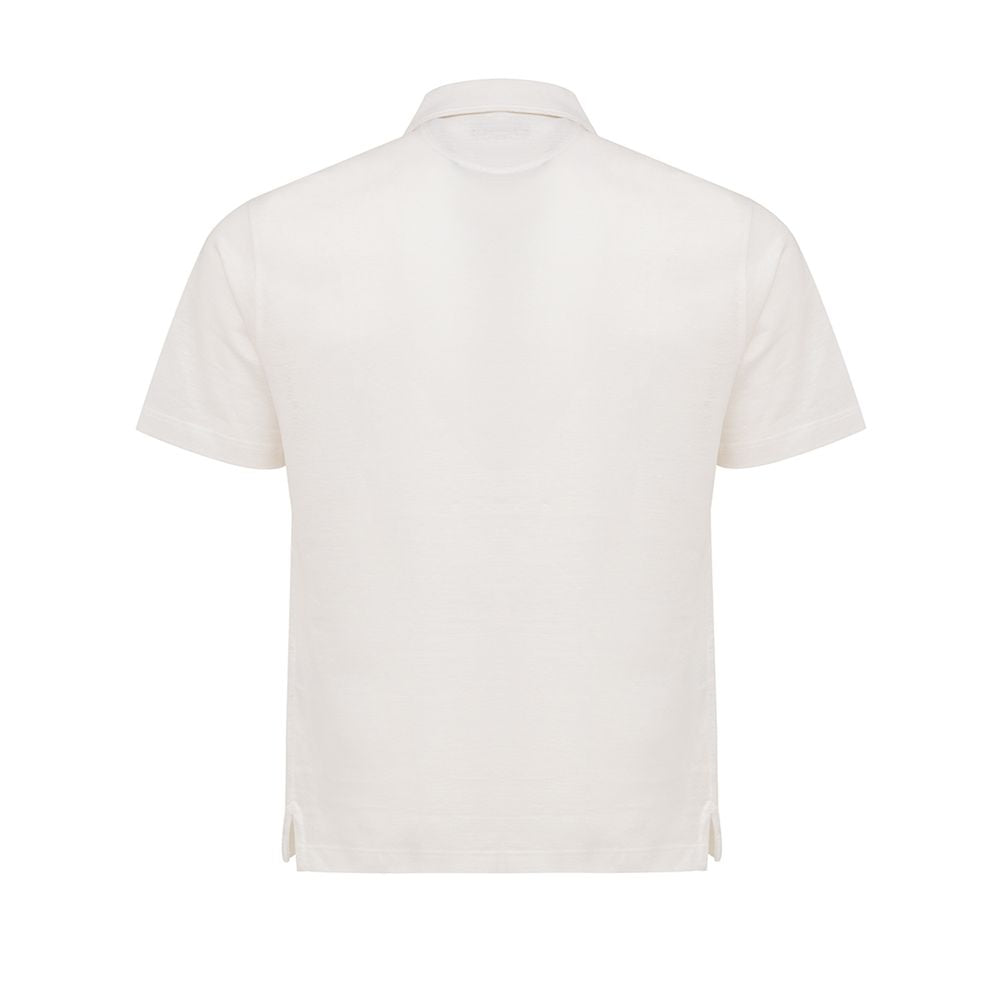 White Linen Polo Shirt