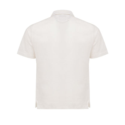 White Linen Polo Shirt