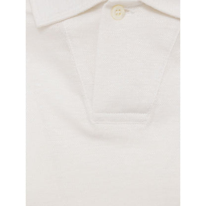 White Linen Polo Shirt