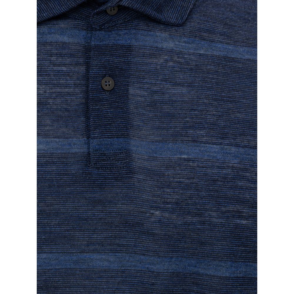 Blue Wool Vergine Polo Shirt