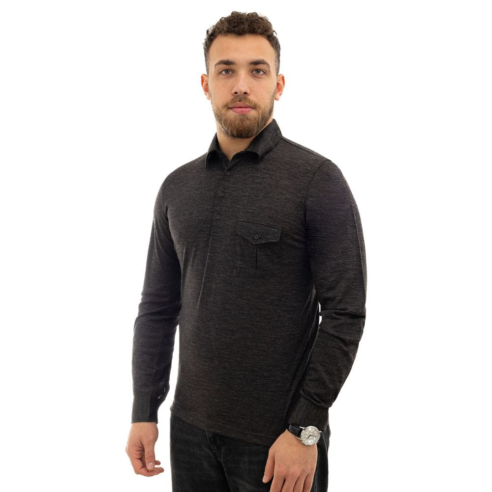 Gray Wool Polo Shirt