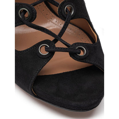 Black Leather Scamociata Sandal