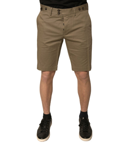 Brown Chino Cotton Stretch Casual Shorts