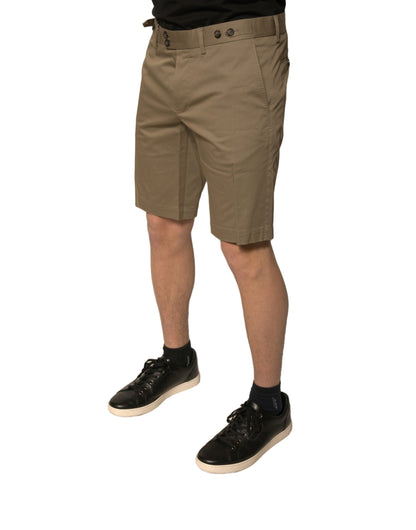 Brown Chino Cotton Stretch Casual Shorts