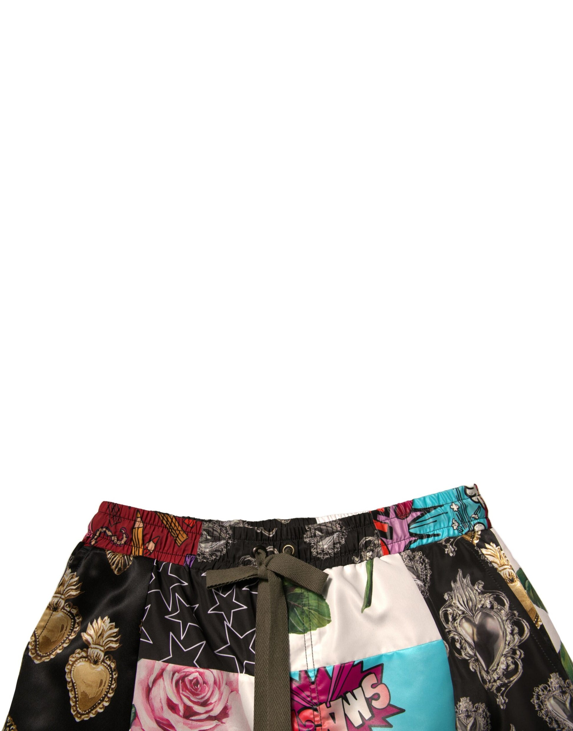 Multicolor Patchwork Cargo Bermuda Shorts