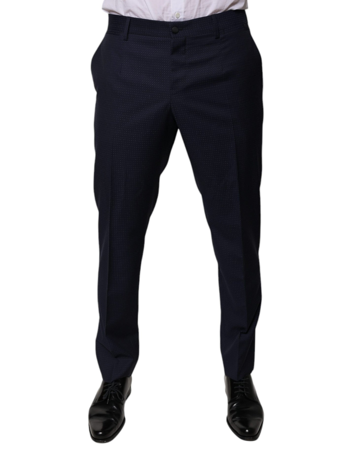 Dark Blue Cotton Men Dress Pants