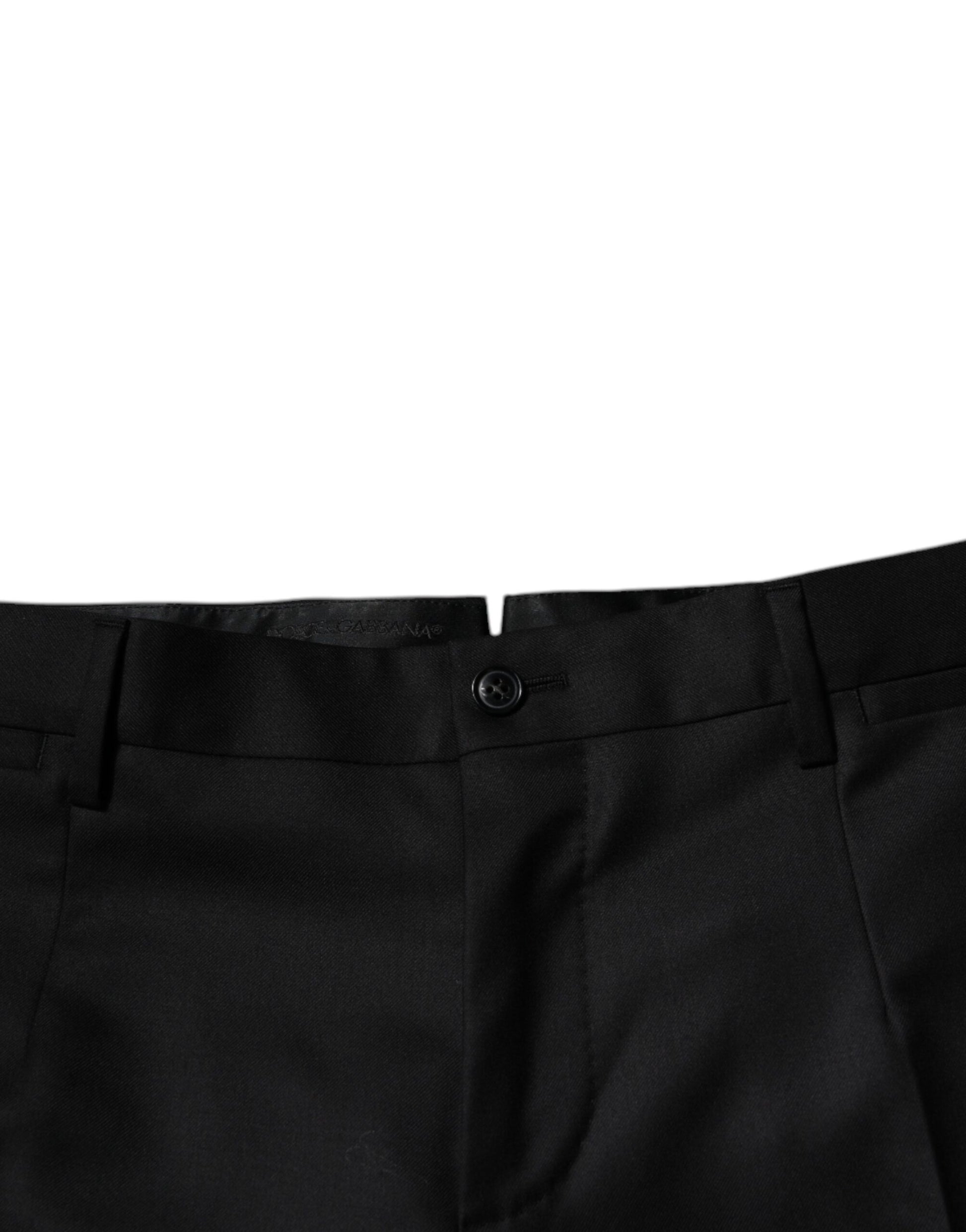 Black Wool Tapered Formal Dress Pants