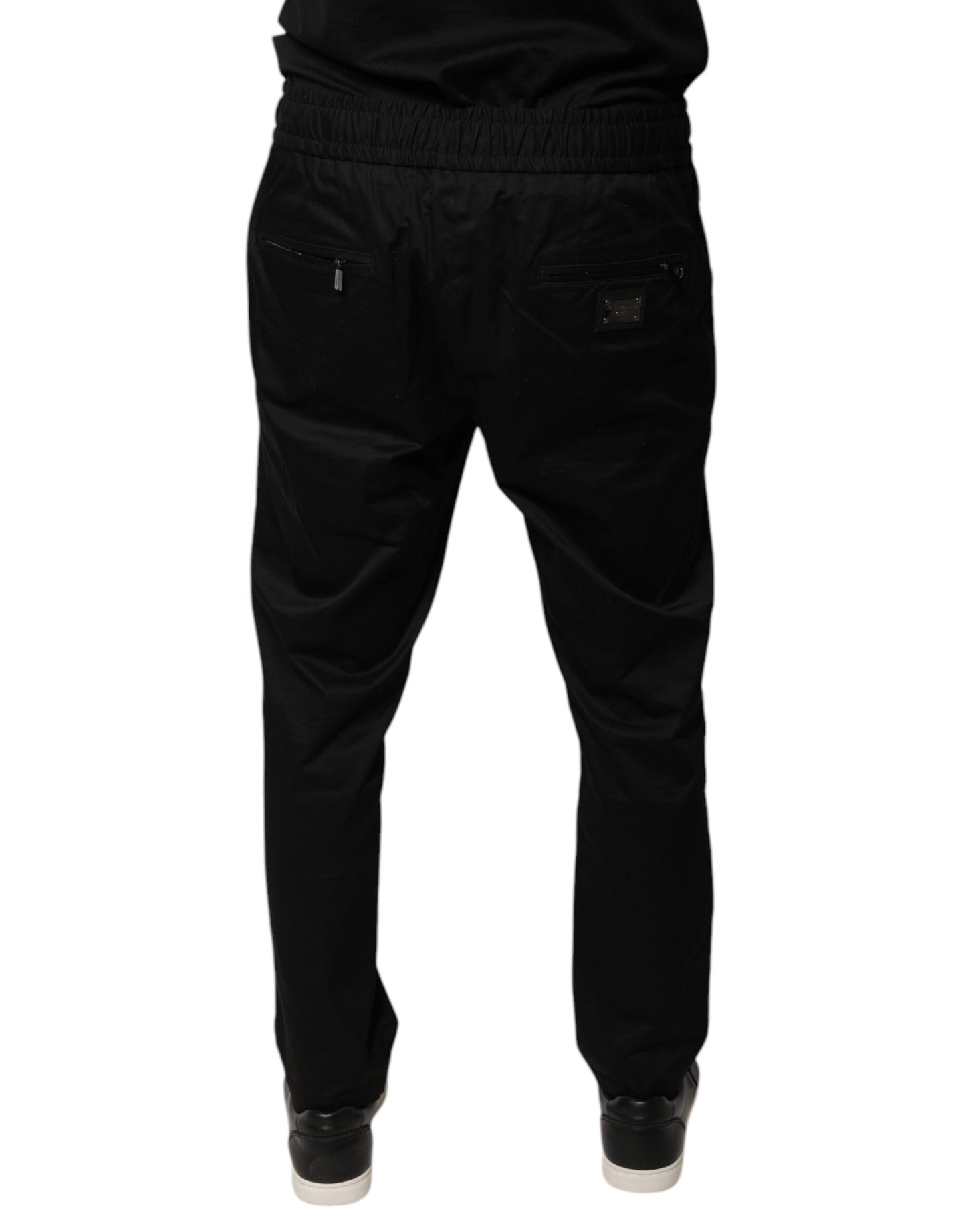 Black Cotton Stretch Skinny Sweatpants Pants