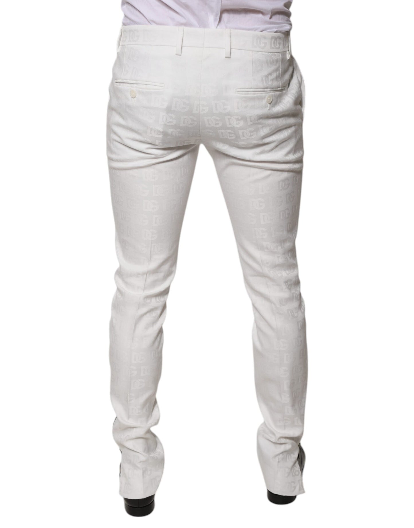 White Cotton Tapered Formal Dress Pants