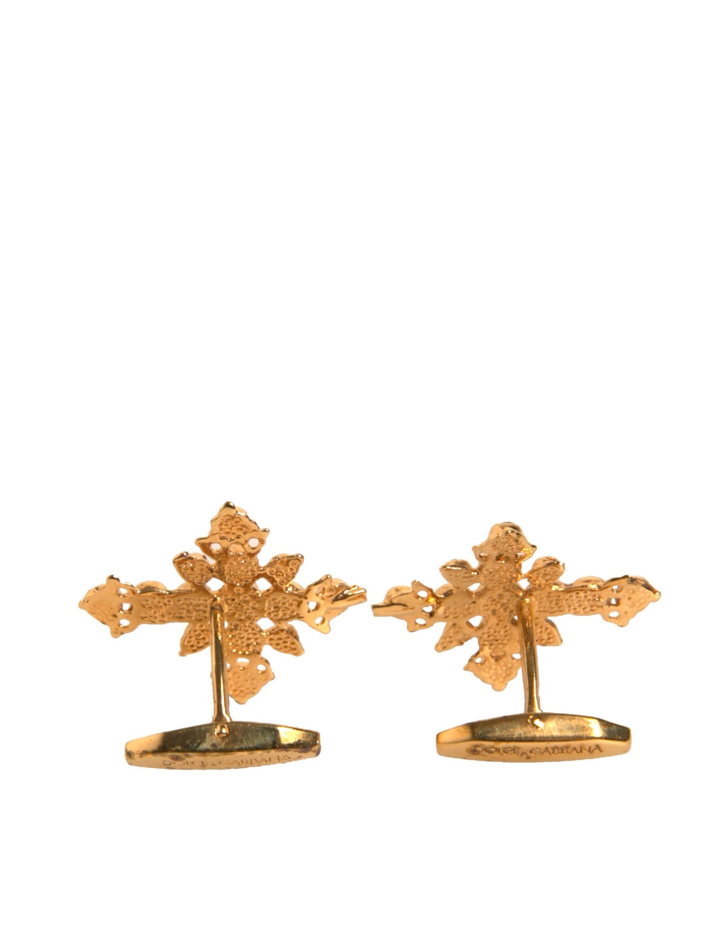 Gold Tone Brass Cross Crystal Cufflink