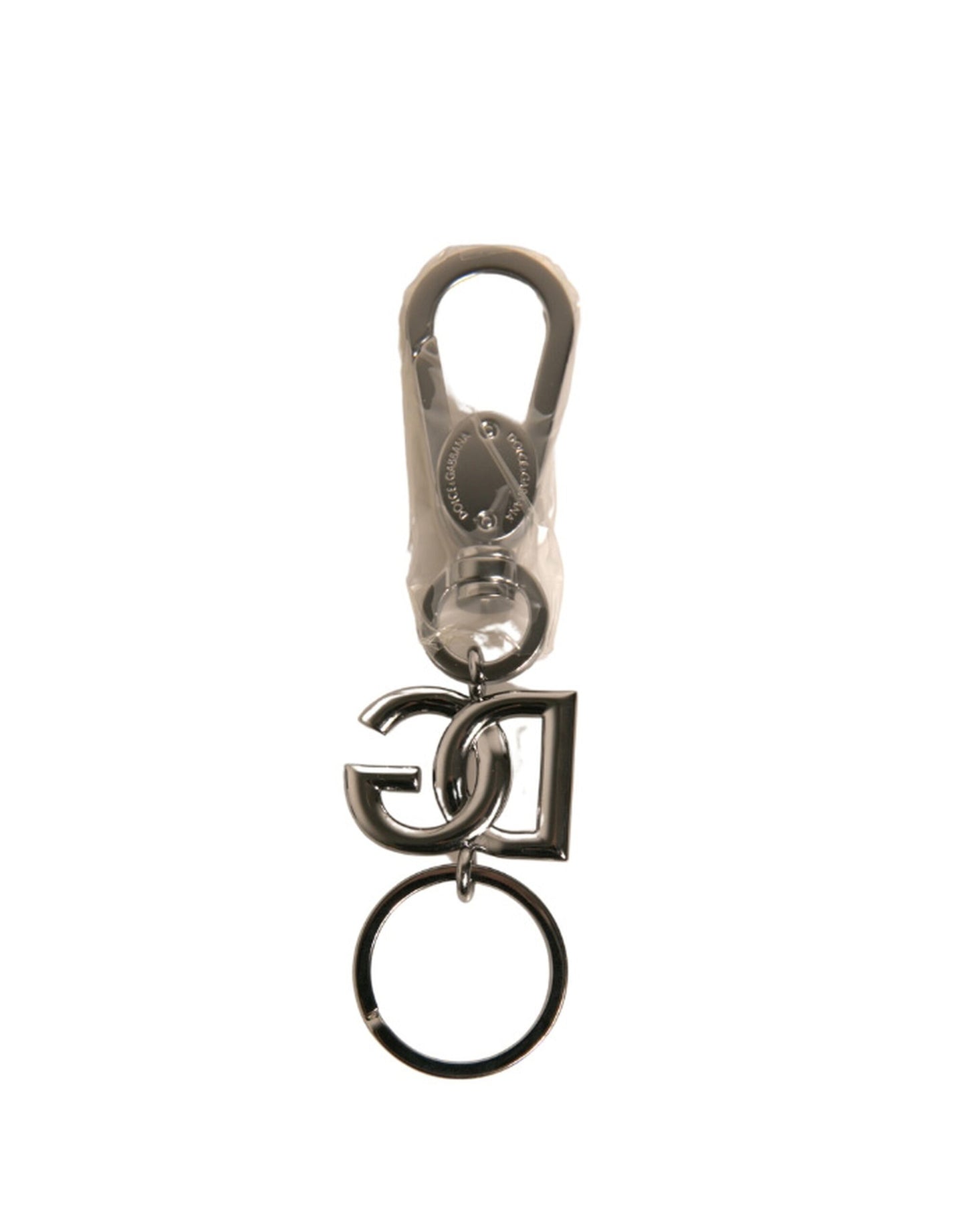 Silver Brass DG Logo Keychain Metal Ring Keyring