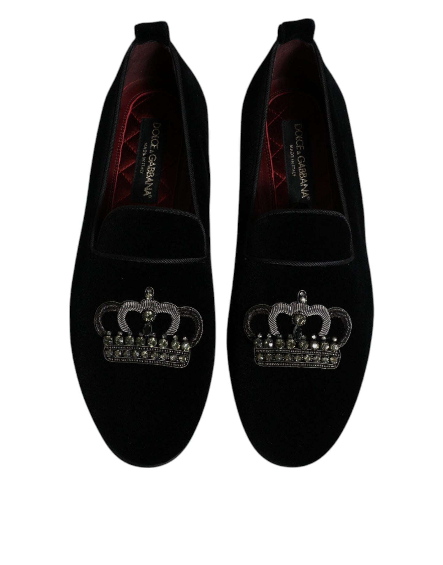 Black Velvet Crystal Crown Loafers Formal Dress Shoes