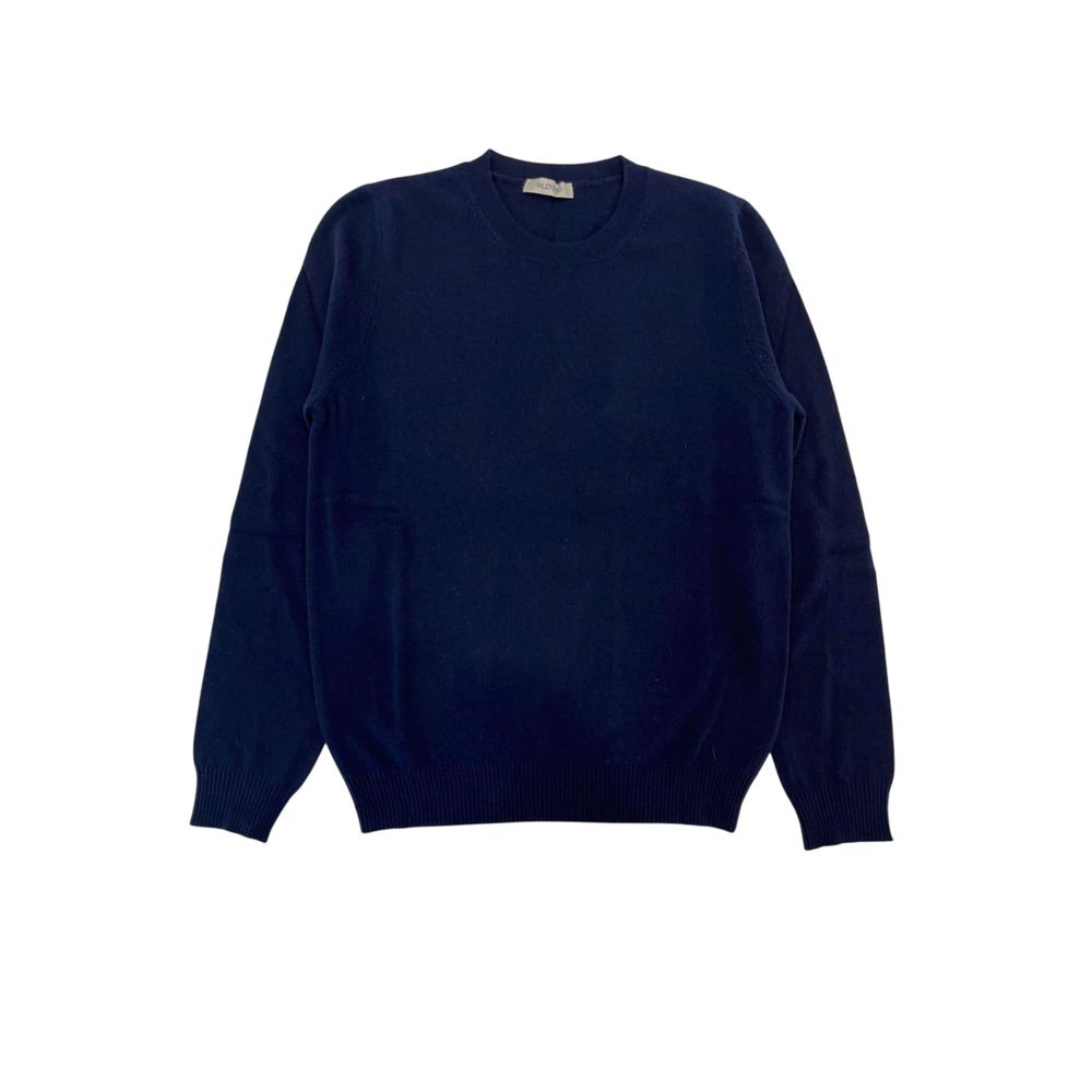 Blue Virgin Wool Men Sweater