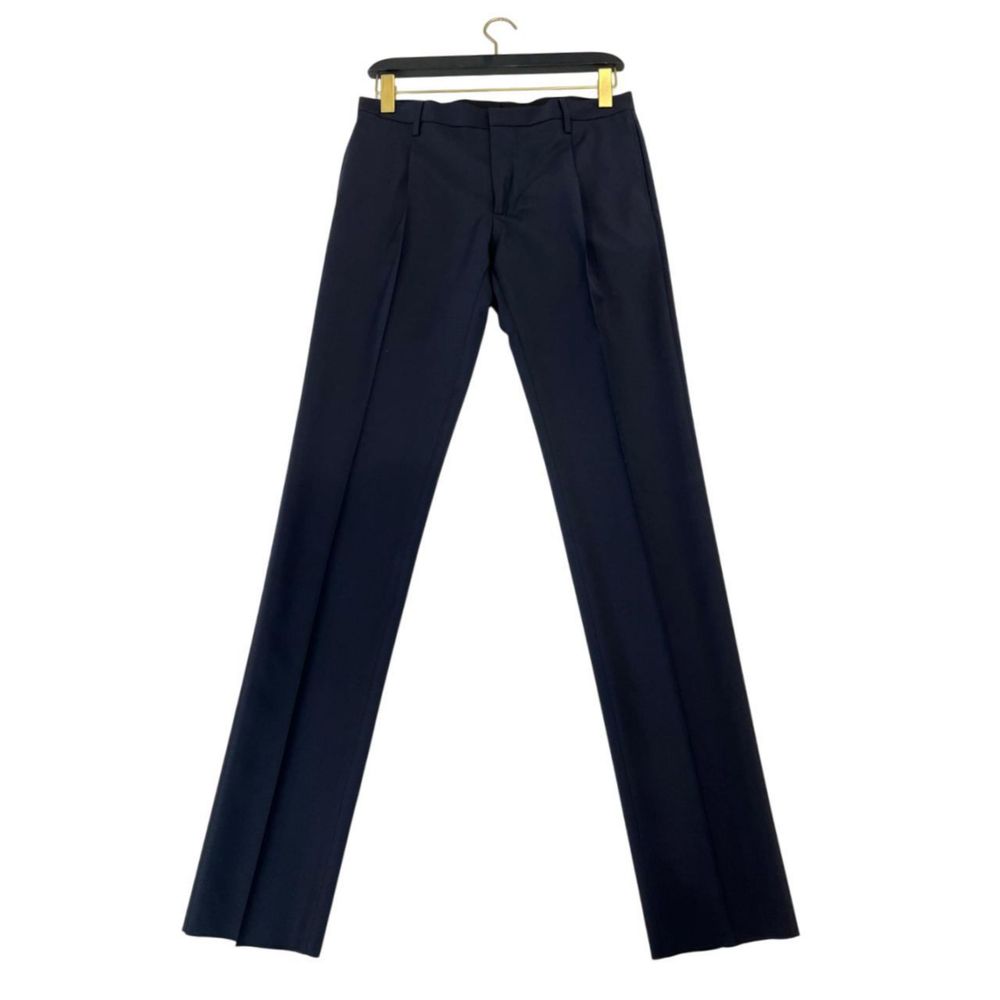 Blue Wool Men Trouser