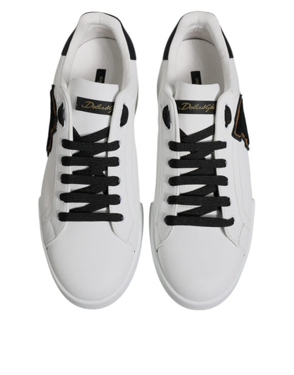 White Leather DG Logo Low Top Sneakers Shoes