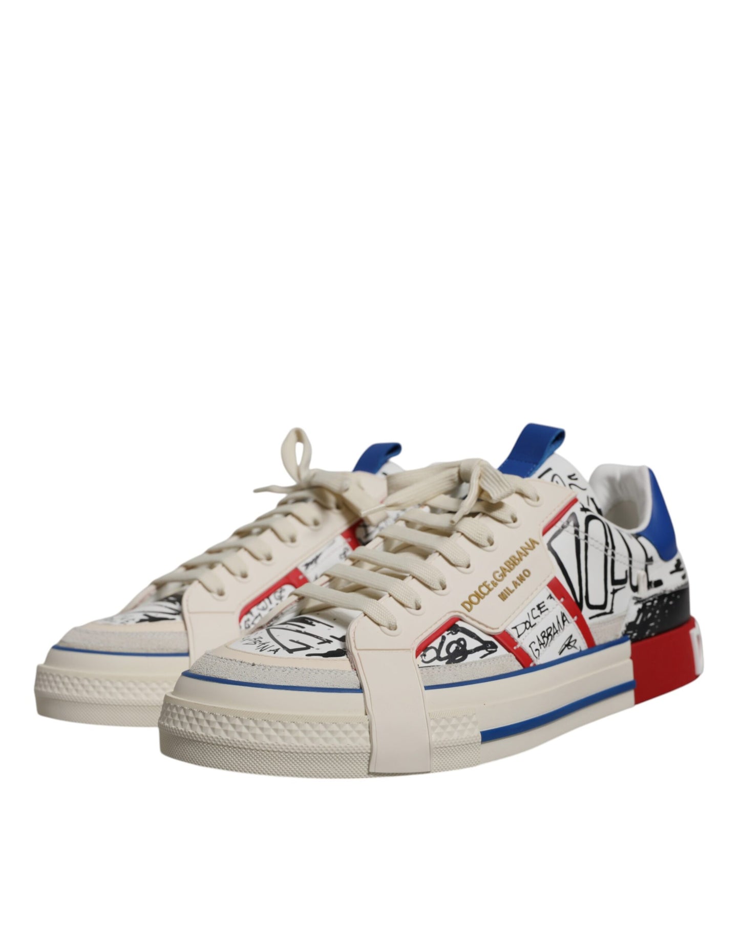 White Leather Graffiti Custom 2.Zero Sneakers Shoes