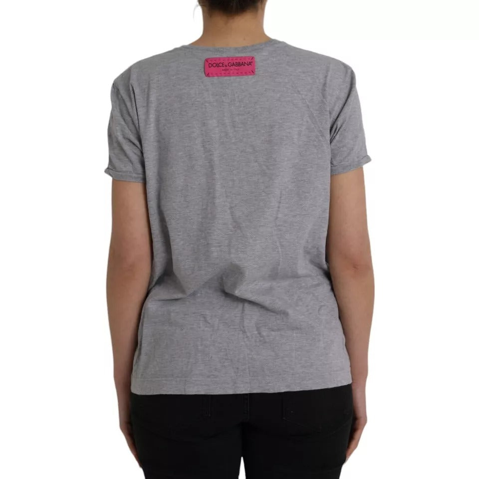 Gray Cotton L'Amore E'Bellezza Top T-shirt