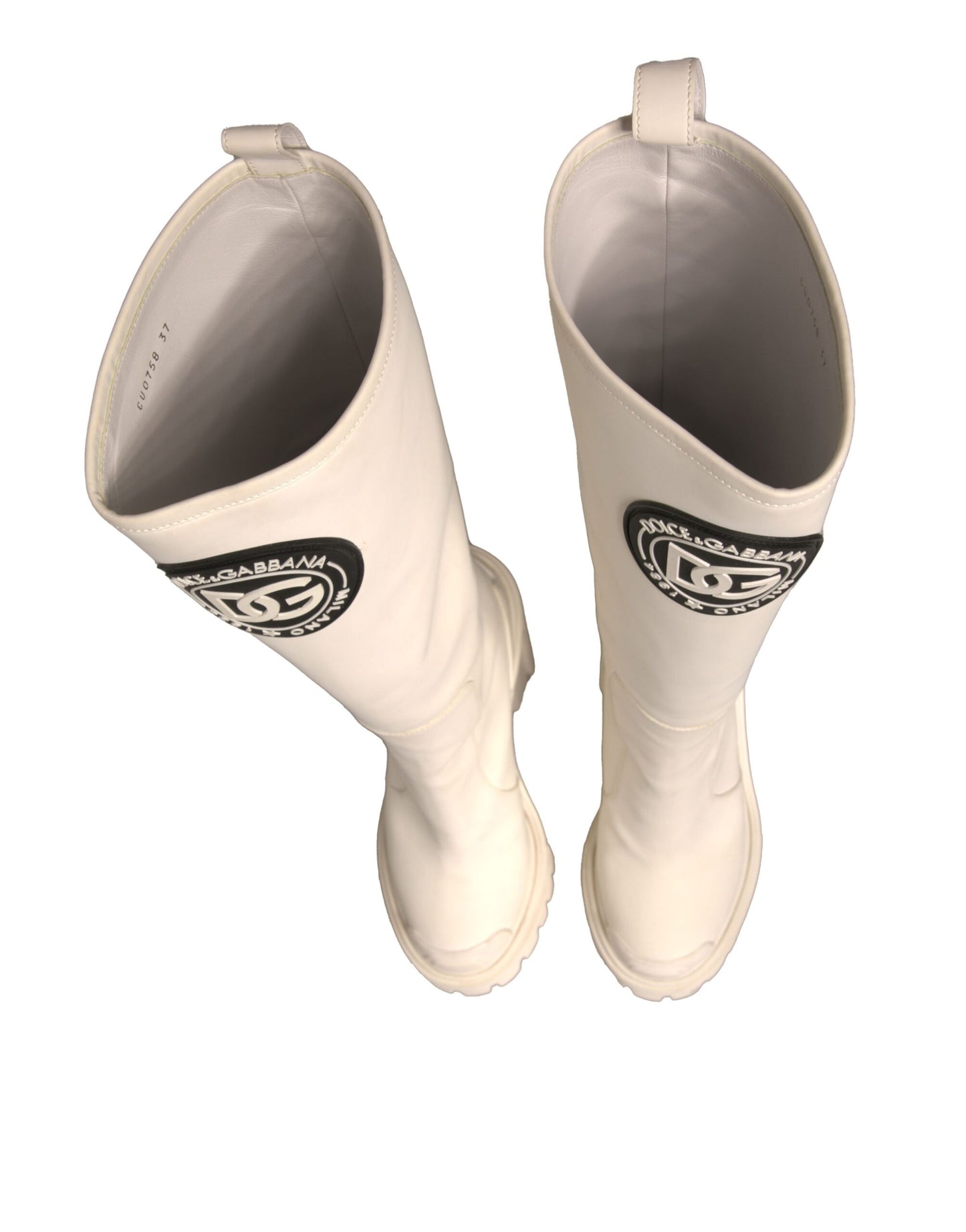 White DG Logo Hi Trekking Plateau Biker Boots Shoes