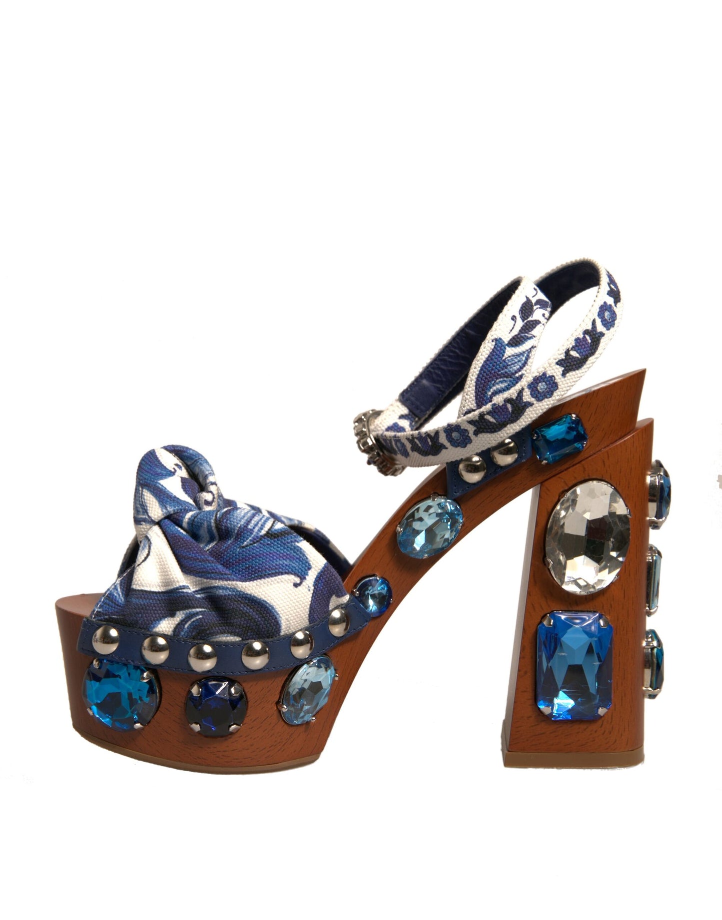 Multicolor Majolica Embellished Wedge Sandals Shoes