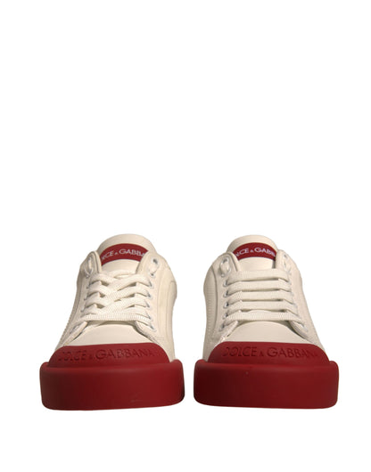 Shoes White Leather Logo Portofino Sneakers