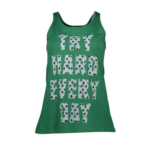 Green Cotton Women Tank Top