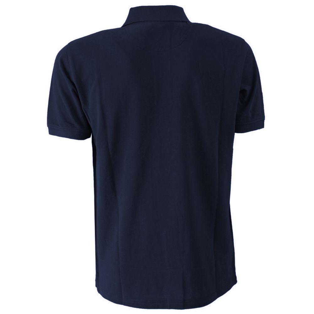 Blue Cotton Men Polo Shirt