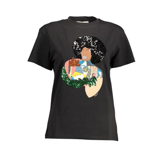 Black Cotton Women T-Shirt