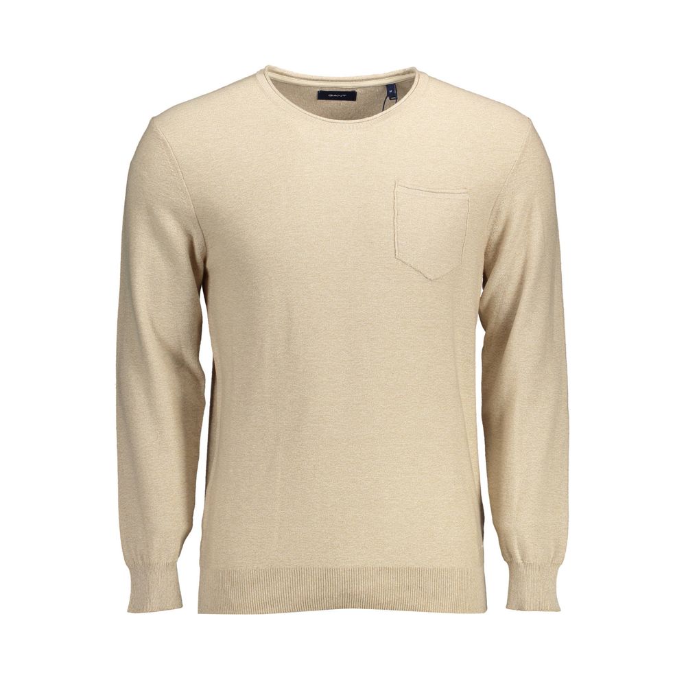 Beige Cotton Men Sweater