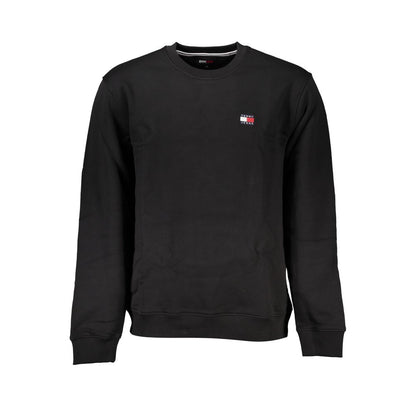 Sleek Black Cotton Crew Neck Sweatshirt