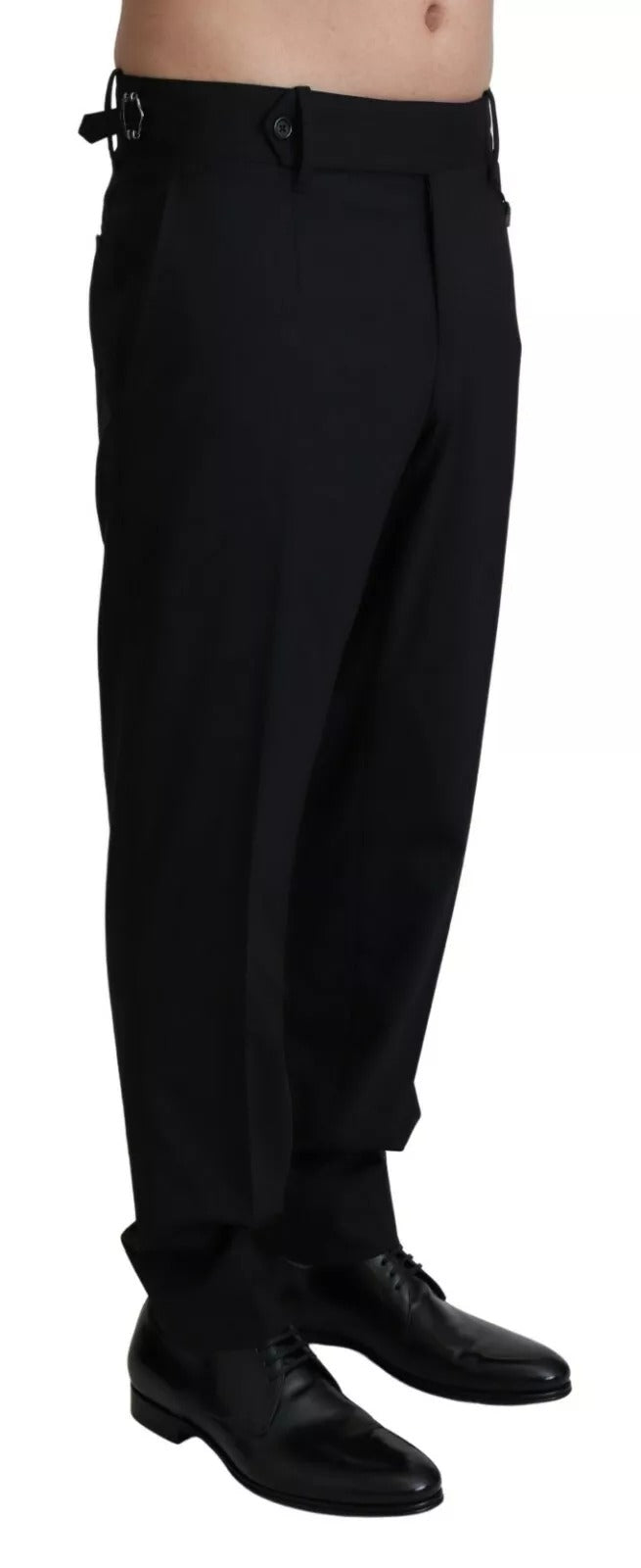 Black Wool Stretch Dress Trouser Pants