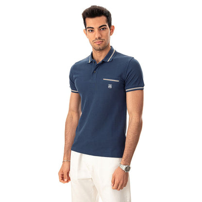 Elegant Blue Italian Cotton Polo Shirt